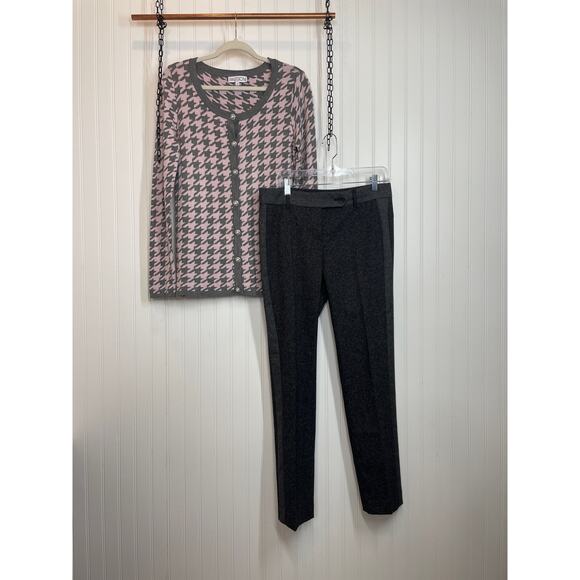 Ann Taylor Gray Office Pants Trouser & Passioni Cardigan Womens Bundle Size 4 - Picture 1 of 16